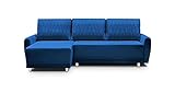 Ecksofa mit Schlaffunktion Sofa Polster Set L-förmiges Polstersofa mit Ottomane Freizeitset, Ottomane kann beidseitig montiert Werden (235cmx143cmx87cm)-KUGA (Donkelblau)