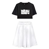 AHDSJDG Given Zweiteiliger Anzug Kurzarm Sieben Punkte T-Shirts + Rock Freizeit Mode Outfits für Kurzarm Atmungsaktiv Rock Sommer Pyjama Sportbekleidung Frauenkleidung Comics Cosplay
