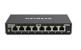 Netgear GS308E Managed Switch 8 Port Gigabit Ethernet LAN Switch Plus (Plug-and-Play Netzwerk Switch Managed, IGMP Snooping, QoS, VLAN, lüfterlos, robustes Metallgehäuse)