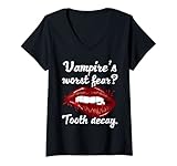 Damen Vampirzahn Zähne Zahnarzt Zahnhygieniker Halloween T-Shirt mit V