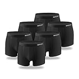 QINCAO Boxershorts Herren 6er Pack Männer Unterwäsche Unterhosen Men Retroshorts Boxer Baumwolle (Schwarz, L)