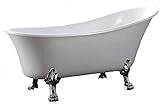 Freistehende Badewanne PARIS Acryl Weiß matt oder glänzend - 176 x 71 cm - Ohne Standarmatur, Füße:chrom, Farbe:Weiß G