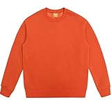 ZHDBD Herren-Sweatshirt mit Rundhalsausschnitt, Langarm, einfarbig, lässig, Pullover, entspannte Passform, Oberteile, Orange-XXL
