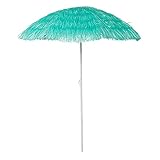 Mojawo Hawaii Strandschirm Sonnenschirm Strand Schirm Sonnenschutz Gartenschirm Bastschirm Sonnenschutz knickbar Polyester Türkis Ø1,6