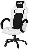 ELITE Gaming Stuhl MG100 EXODUS - Ergonomischer Bürostuhl - Schreibtischstuhl - Chefsessel - Sessel - Racing Gaming-Stuhl - Gamingstuhl - Drehstuhl - Chair - Kunstleder Sportsitz (Weiß/Schwarz)