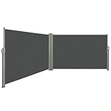 LARMNEE Doppelseitenmarkise ausziehbare, Rahmen aus Vollaluminium, Sichtschutz, UV-beständig, Seitenmarkise, Seitenrollo, Seitendächer, Standmarkise, 180 x 600 cm, Dunkelgrau EGY186BP02