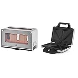 WMF Lono Toaster Glas mit Brötchenaufsatz, 2 Scheiben, XXL & Lono Sandwich Maker, Sandwichtoaster, für 2 Standard- oder XXL-Toasts, 2-stufige Höhenanpassung für mehr Füllung,