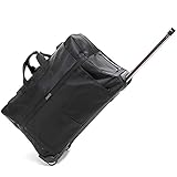 Reisetasche Groß Rollende Duffelbeutel für Reisen über Nacht Walzen Gepäcktasche mit Rädern für Business School Frauen Männer Wochentümer über Nacht Reisetasche Damen (Color : Black, Größe : 32in)