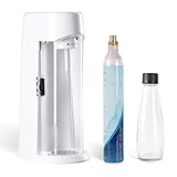 LEVIVO Wassersprudler WATER inkl. Flasche aus Glas und CO2-Zylinder, geeignet für alle 0,6 l und die großen 1,2 l CO2-Zylinder, macht Schluss mit Kisten schleppen, Edel weiß