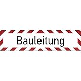Betriebsausstattung24® Pkw Hinweisschild 'Bauleitung' | Größe: 50,0 x 12,5 cm | Magnetfolie | Befestigungsart: Zum Anheften | Kfz Markierung | Baustellen Schild | Auto Kennzeichnung | Fahrzeug