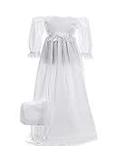Taufkleid traditionell lang Charlotta Weiss Groesse 62 Langarm mit Haube aus Baumw