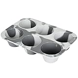 SUPER KITCHEN Große Muffinform aus Silikon für 6 Muffins, Antihaft Muffinblech Antihaftbeschichtet Backblech Backform für Cupcakes, Brownies, Kuchen, Pudding, 27,8 x 19 x 5 cm (Grau gemischt)