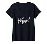 Damen Zwillinge Twin Mom hoch zwei T-Shirt mit V