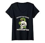 Damen Memento Mori Lateinisches Sprichwort Stoizismus Philosophie T-Shirt mit V