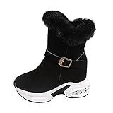 KAIXLIONLY Winterstiefel Damen Winterschuhe Einfarbige Stiefeletten Damenschuhe Frauen Elegant Schneestiefel Warme Boots Stiefel Damenstiefel Wedges T