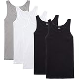 NUOZA Unterhemd Herren Tank Top 5er Pack Feinripp Muskelshirts Baumwolle alle Größen und Farben-Schwarz Weiß Grau,L