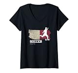 Damen Fußball Malta Flagge Fußballmannschaft Fußballspieler T-Shirt mit V