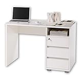 PRIMUS 1 Schreibtisch mit Schubladen, Weiß - Bürotisch Computertisch fürs Homeoffice mit Stauraum und offenem Ablagefach - 110 x 75 x 65 cm (B/H/T)