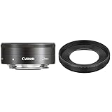 Canon Objektiv EF-M 22mm F2 STM Pancake für EOS M (Festbrennweite, 43mm Filtergewinde, Servo Autofokus), schwarz & EW-43 Gegenlichtblende (43mm)