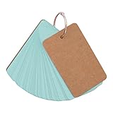 Lernkarten, 100 Blatt, blanko, Lernkarten, Revisionskarten, Karteikarten, Kraftpapier, Memo, Kratzpads mit Metallbinderring (blau)