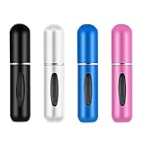 4 Stück 5ml Parfümzerstäuber, Nachfüllbare Parfüm Zerstäuber Taschenzerstäuber, Mini Portable Sprühflaschen, Leere Spray Fläschchen Flakon Atomizer mit Fenster für Unterwegs (A)