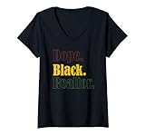 Damen Dope Black Realtor Immobilienmarketing Melanin Pride T-Shirt mit V
