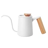 Kaffee Wasserkocher, Schwanenhals GießEn Sie üBer Den Kaffeekessel 350Ml Manuelle Kaffeekanne mit Holzgriff, EntlüFtungsöFfnung, Heimgebrauch Lange DüNne TüLle Wasserkessel für Tee und(Weiß)