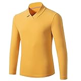 T-Shirt Herren Locker Bequem Mode V-Ausschnitt Verdickte Wärme Doppelseitige Fleece Herren Pullovers Frühling Und Herbst Boutique Herren Lange Ärmel AG-Yellow L