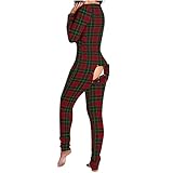 RKaixuni Sexy Nachtwäsche Damen Pyjama Langarm Nachtwäsche Sleepwear Slim Lang Overall Schlafanzug V-Ausschnitt Eng Einteiler Pyjama Karneval Valentinstag Weihnachten Party Pyj