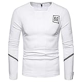 T-Shirt Herren V Ausschnitt/Quadratischer Kragen Slim Fit Shirt Herren Nummer Buchstabe Drucken Poloshirt Herren Mode Britischer Stil Langarm Shirt H