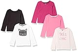 Spotted Zebra Long-Sleeve T-Shirt, Pink Cat, 6-7 Jahre, 5er-Pack