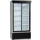 TefCold FS1002S Displaykühlschrank, 100 x 73.5 x 199cm, Flaschenkühlschrank, Selbstschließende Glas-Schiebetüren, Pulverbeschichteter Innenbehälter, Freistehender Getränkekühlschrank