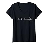 Damen Herzschlag Crossbow Armbrust Schütze Schusswaffe Schießen T-Shirt mit V