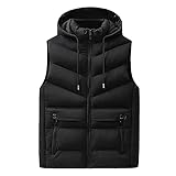 Daunenweste Herren Weste Kapuze Steppweste Vest Ärmellos Jacke Übergangs Winter Warm Weste Winddicht Stehkragen Ärmellose Daunenweste Sportweste Übergangsjacke Outdoor Bodyw