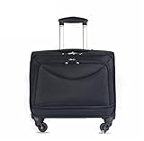 IOPQQ Männer Reise Rolling Gepäck Tasche Räder Fahrrad Koffer 18 Zoll Gepäck Koffer Oxford Kabine Boarding Spinner Koffer (Color : Black, Luggage Size : 18')