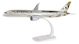 herpa 610636 – Boeing 787-9, Etihad Airways Dreamliner, Wings, Modell Flugzeug mit Standfuß, Flieger, Modellbau, Miniaturmodelle, Sammlerstück, Kunststoff, Mehrfarbig, Snap Fit - Maßstab 1:500