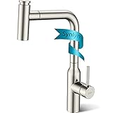 Synlyn Touch Sensor Wasserhahn Küche Ausziehbar Küchenarmatur 360° Drehbar Küche Spültischarmatur mit Brause 304 Edelstahl gebürstete Mischbatterie Induktion Hochdruck Einhand-Spültischb