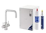 BRITA Wassersprudler yource pro Select Elektronisch mit CO2 Zylinder - Mit Filter und Kühlung für Lieblingswasser direkt aus der Leitung (Eckig, Edelstahloptik)