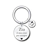 LUODAN Geschenk Zio Schlüsselanhänger mit Gravur Zio, mein Held für immer. Weihnachtsgeschenke Zio, Geburtstagsgeschenk