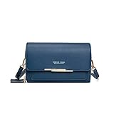 Damen Kleine Umhängetasche aus Leder für Handy / Handtasche, Schultertasche, Umhängetasche, Kuriertasche, Handyhalter, Kartenhalter, für iPhone 12Pro 12 11Pro 11 8 Plus Xs Max X Xr 8/7 (Ablau)