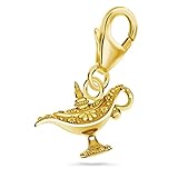 mini klein Wunschlampe Wunderlampe Karabiner Charm Anhänger für Bettelarmband aus 925 Sterling-Silber Verg