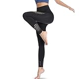 Amazon Brand – Eono Yoga Leggings Damen Sport Tights Sporthose Sportleggins Lang High Waist Leggins Seamless Kompressionsleggins, Medium-Schw