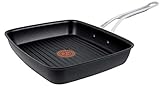 Tefal Premium Aluguss Grillpfanne by Jamie Oliver E21141 | 23x27cm +/- 0,5 cm | Titanium Pro Antihaft-Versiegelung für schonendes, fettarmes Braten | Thermo-Spot Temperaturindik