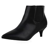 SCARPE VITA Damen Ankle Boots Stiefeletten Stiletto Booties Kurzschaft-Stiefeletten Kitten-Heels Spitze Schuhe 198020 Schwarz Schwarz 38