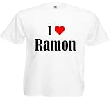 Damen T-Shirt I Love Ramon Größe 2XL Farbe Weiss Druck Schw