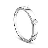 Orovi Ring für Damen Verlobungsring Gold Solitärring Diamantring 14 Karat (585) Brillianten 0.13ct Weißgold Ring mit Diamanten Ring Handgemacht in I