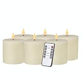Qikadsen 7,6 x 7,6 cm flammenlose wasserdichte flackernde bewegliche Kerzen Set von 6 Stück Geschenk für Familie oder Freunde Elfenb