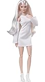 Barbie GXB28 - Signature Looks Puppe (groß, blond), bewegliche Modepuppe mit weißem Kleid und Plateaustiefeln, ab 6 J