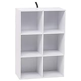 WOLTU Bücherregal SK002ws3 Bücherschrank Standregal Würfelregal Aufbewahrungregal Raumteiler Büroregal Aktenschrank, MDF, 6 Fächer, 60x30x89