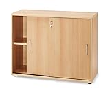 H-Möbel Schiebetürenschrank in Buche (100x39,5x76cm); Aktenschrank; perfekt für das Büro; abschliessbar; 2OH